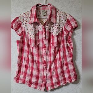 Y2K Cottagecore plus size plaid floral embellished top 3X
